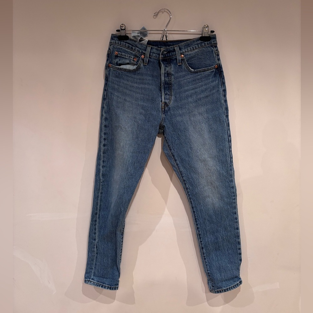 Levi's Denim Slim Fit 501 Blue Jeans W28 L28 Medium Wash